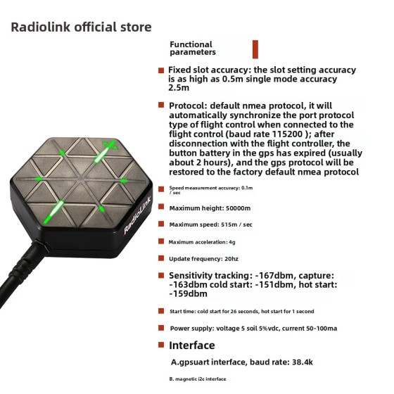 Radiolink SE100 M8N GPS Module High-Precision for Centimeter-Level Positioning Compatible PIX Drones Upgraded Accessory